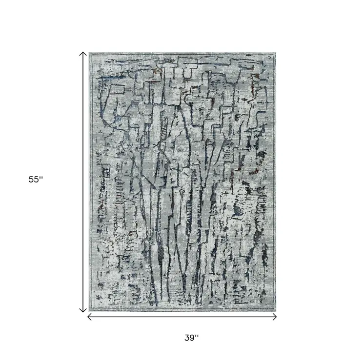 3' X 5' Grey Abstract Lines Area Rug