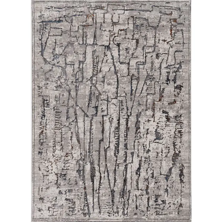 5' X 8' Gray And Black Abstract Distressed Area Rug