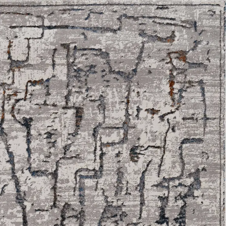8' X 11' Gray And Black Abstract Distressed Area Rug