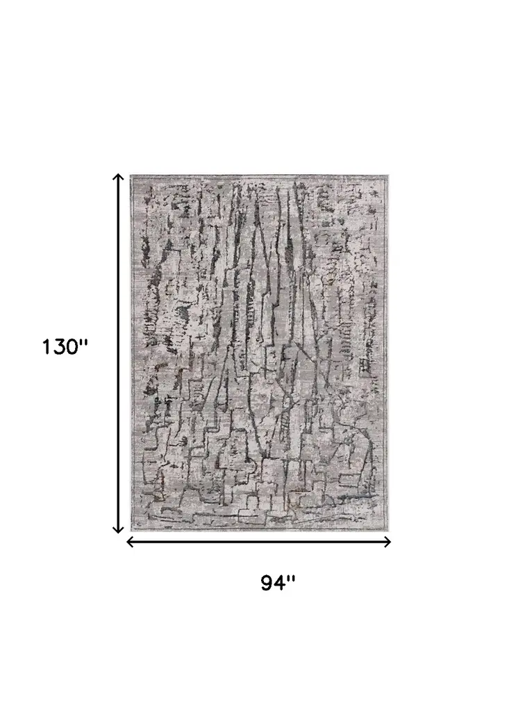 8' X 11' Gray And Black Abstract Distressed Area Rug