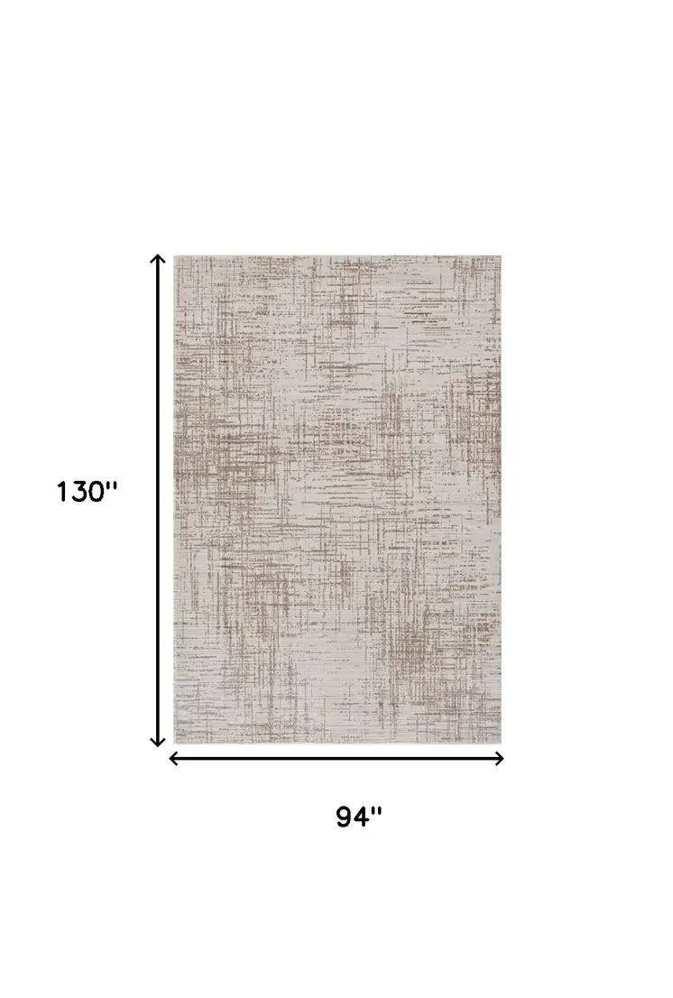8' X 11' Beige And Tan Abstract Distressed Area Rug