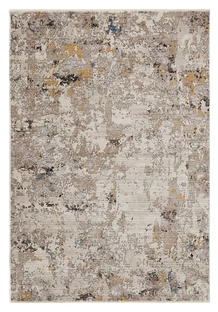5' X 8' Silver Black And Orange Abstract Distressed Area Rug