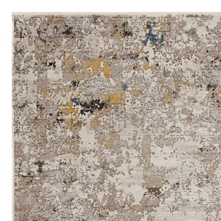 5' X 8' Silver Black And Orange Abstract Distressed Area Rug