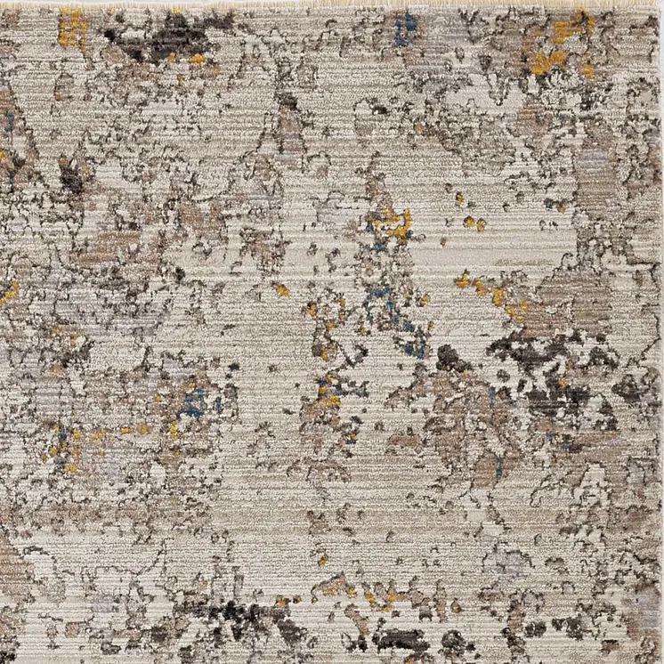 8' X 11' Beige Tan And Gold Abstract Area Rug