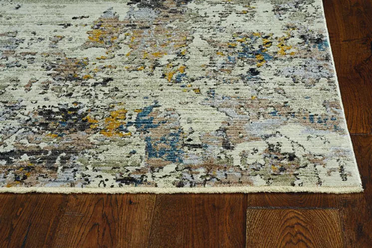 8' X 11' Beige Tan And Gold Abstract Area Rug
