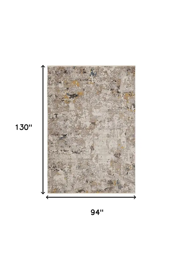 8' X 11' Beige Tan And Gold Abstract Area Rug