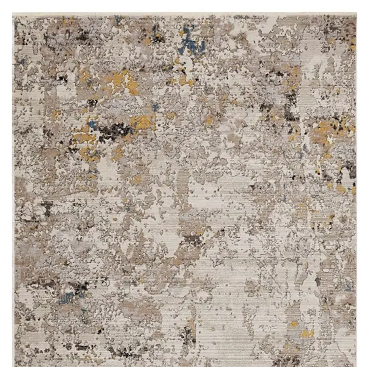 8' X 11' Beige Tan And Gold Abstract Area Rug