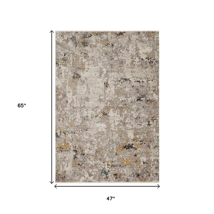 4' X 5' Grey Abstract Area Rug