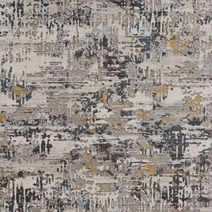 8' X 11' Gray Black And Gold Abstract Distressed Area Rug