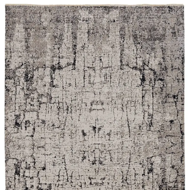 4' X 6' Ivory And Gray Abstract Distressed Area Rug