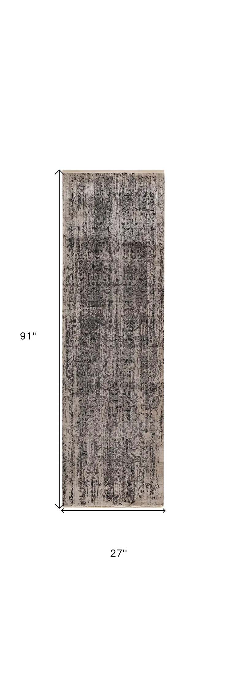 2' X 8' Grey Medallion Runner Rug