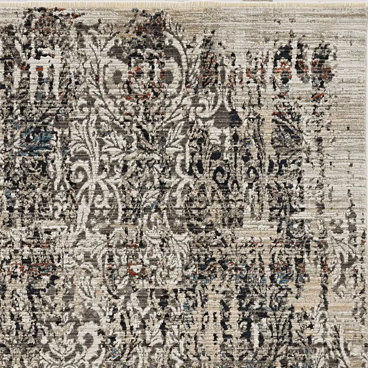 5' X 8' Gray And Tan Oriental Distressed Area Rug