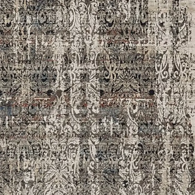 8' X 11' Gray And Ivory Oriental Area Rug With Fringe