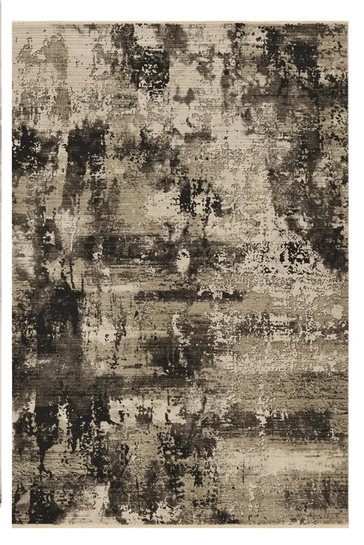 4' X 5' Ivory And Charcoal Abstract Distressed Area Rug