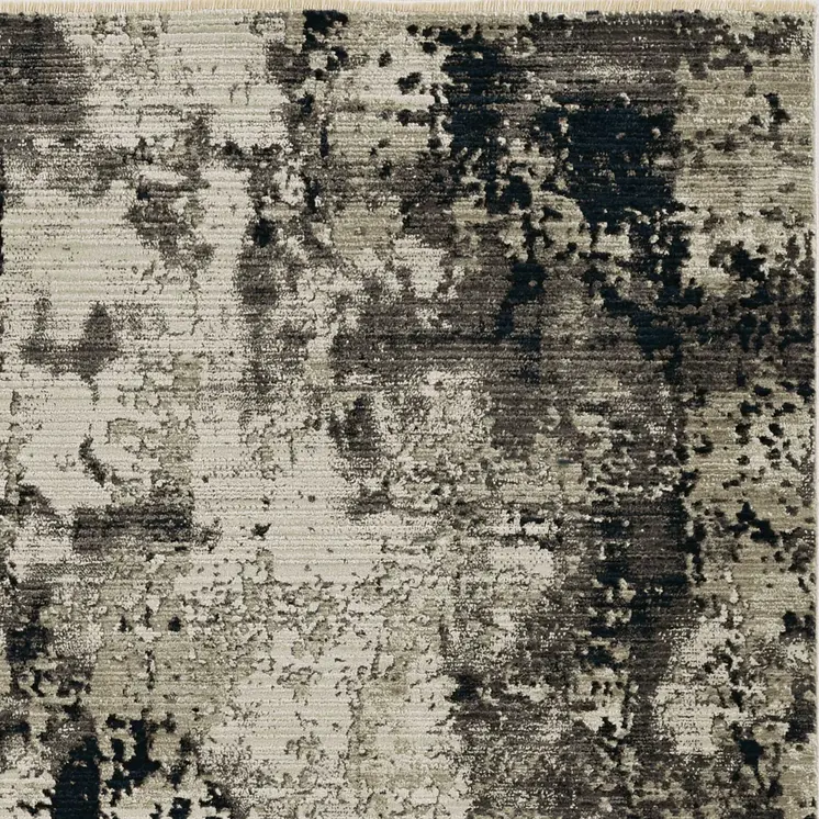 5' X 8' Ivory And Charcoal Abstract Distressed Area Rug