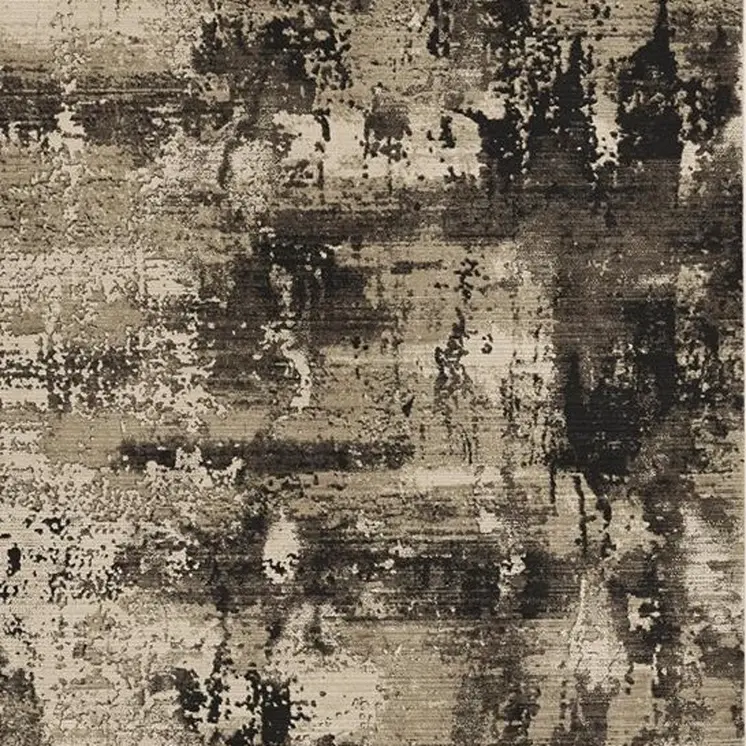 5' X 8' Ivory And Charcoal Abstract Distressed Area Rug