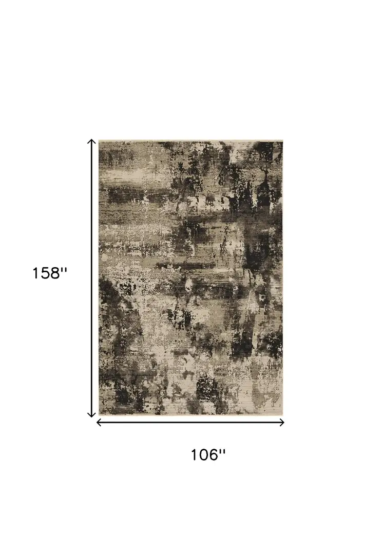 9' X 13' Charcoal Beige And Taupe Abstract Area Rug