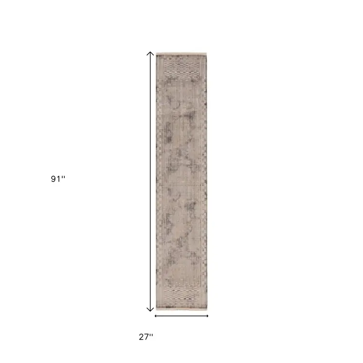 2' X 8' Natural Geometric Bars Runner Rug