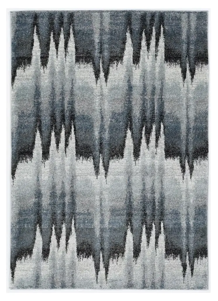 8' X 11' Ivory Blue and Gray Abstract Area Rug