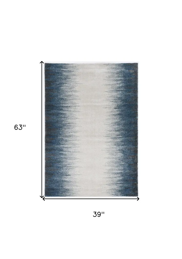 3' X 5'  Ivory Blue Gradient Area Rug