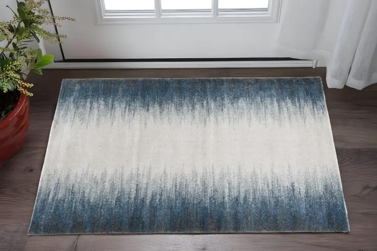 3' X 5'  Ivory Blue Gradient Area Rug