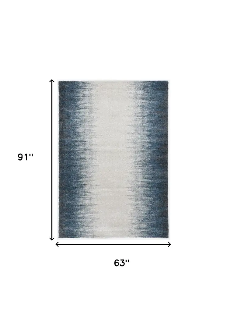 5' X 8' Ivory And Blue Ombre Area Rug