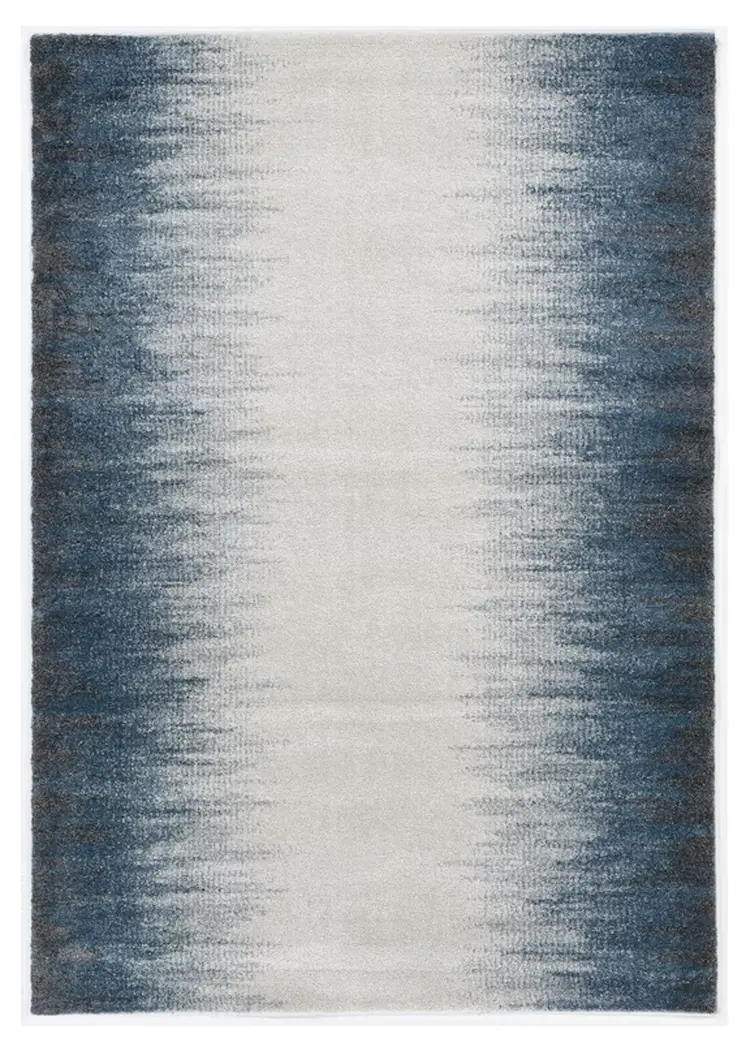 8' X 11' Ivory and Blue Ombre Area Rug