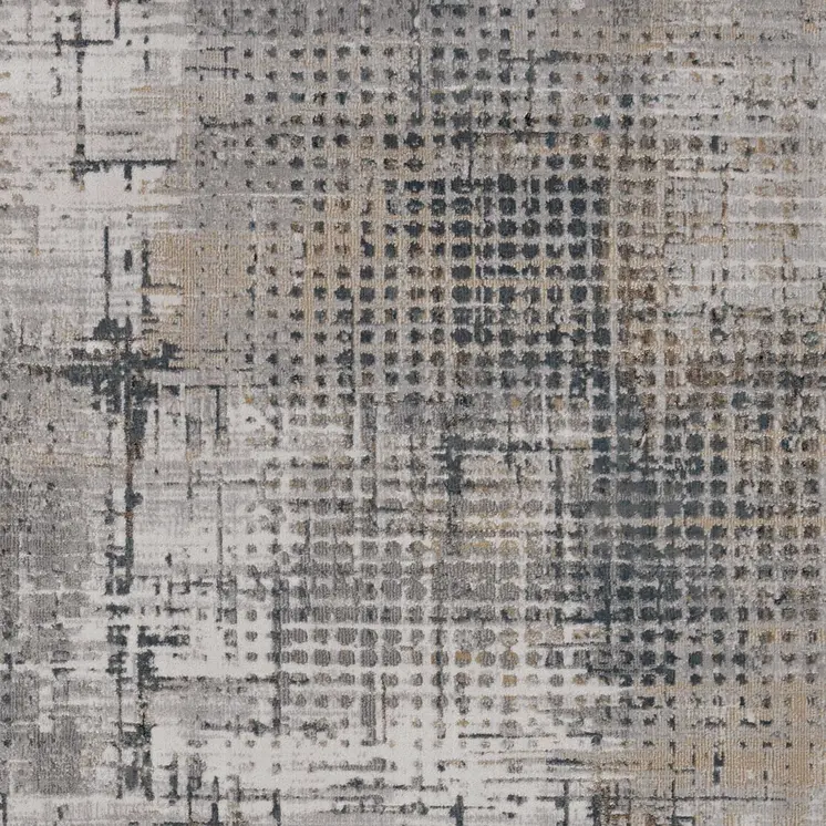 7' X 10' Ivory Navy and Gray Abstract Area Rug