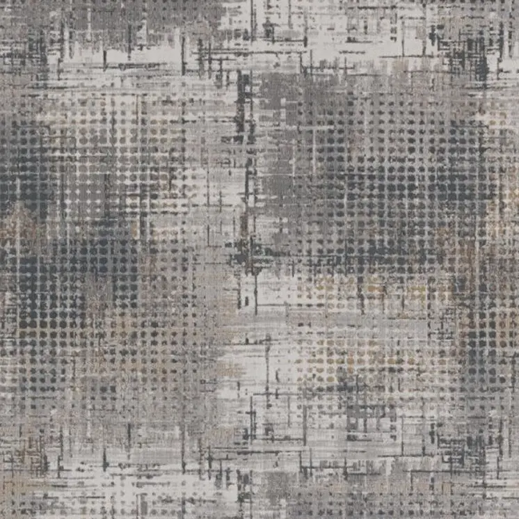 7' X 10' Ivory Navy and Gray Abstract Area Rug