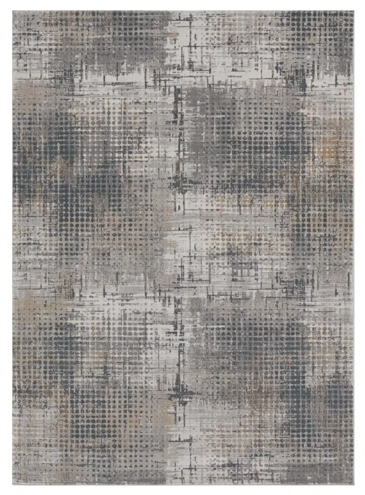 8' X 11' Ivory Navy and Gray Abstract Area Rug