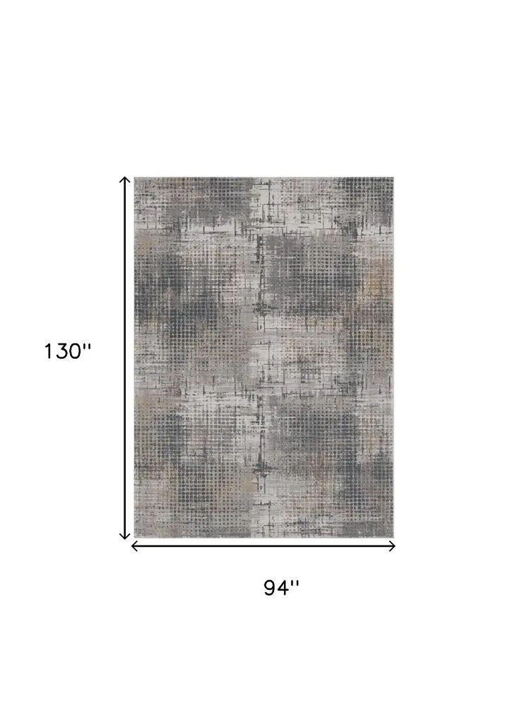 8' X 11' Ivory Navy and Gray Abstract Area Rug