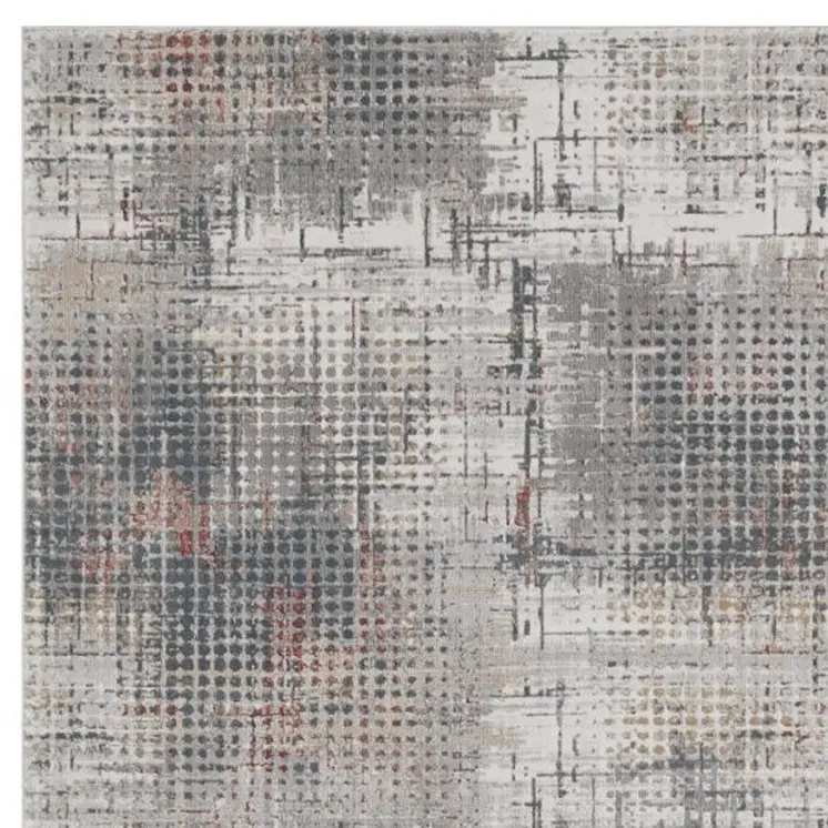 7' X 10' Ivory Gray and Gold Abstract Area Rug