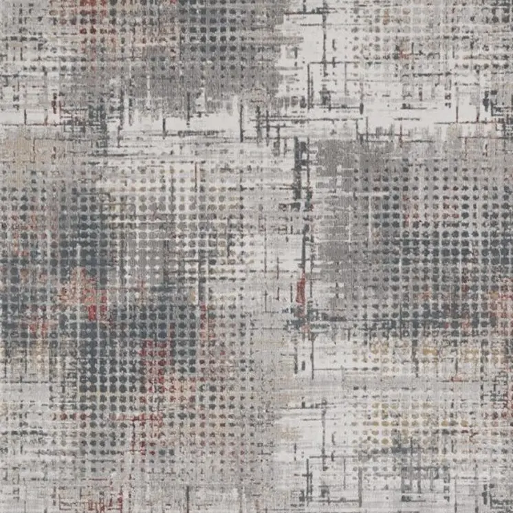 8' X 11' Ivory Gray and Gold Abstract Area Rug