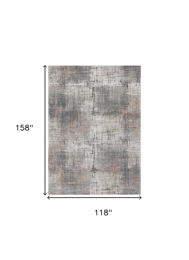 10' X 13' Ivory Gray and Gold Abstract Area Rug