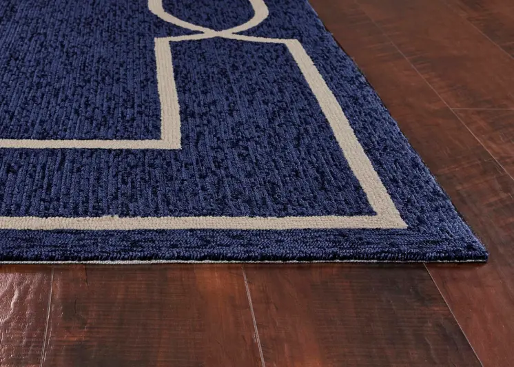 2' X 3' Blue And Ivory Handmade Indoor Outdoor Area Rug