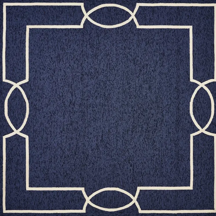 3' X 5' Blue Geometric Hand Hooked Area Rug