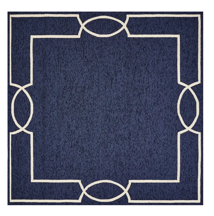 3' X 5' Blue Geometric Hand Hooked Area Rug