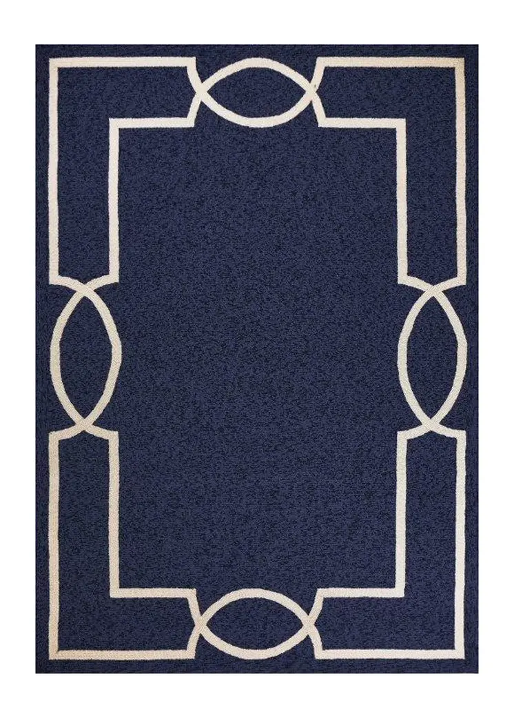 5' X 7' Blue And Ivory Handmade Indoor Outdoor Area Rug