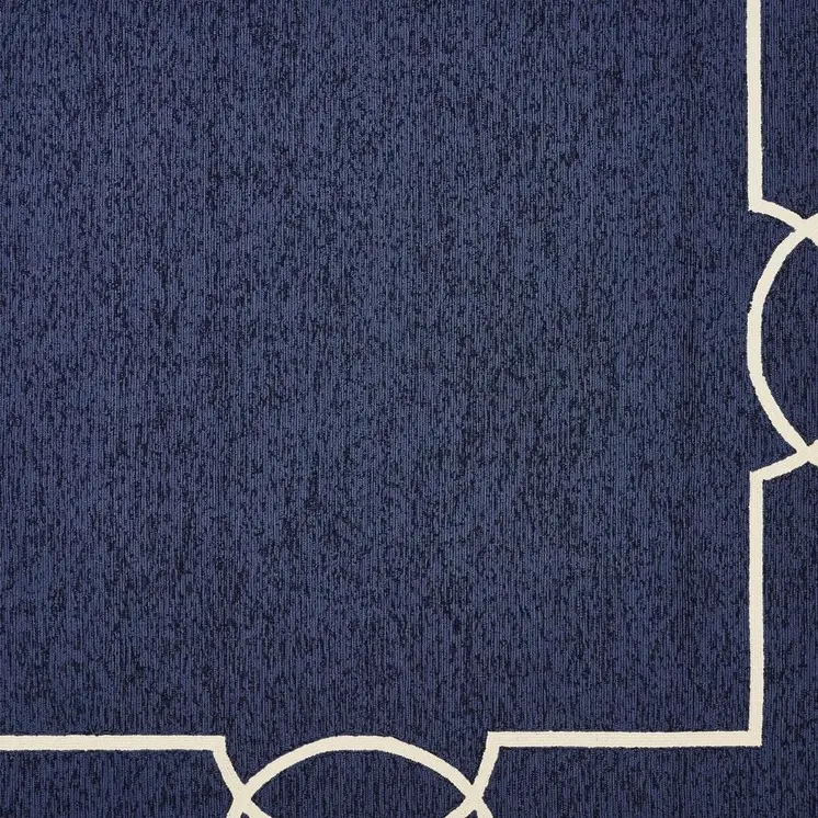 8' X 11' Blue And Ivory Geometric Hand Hooked Area Rug