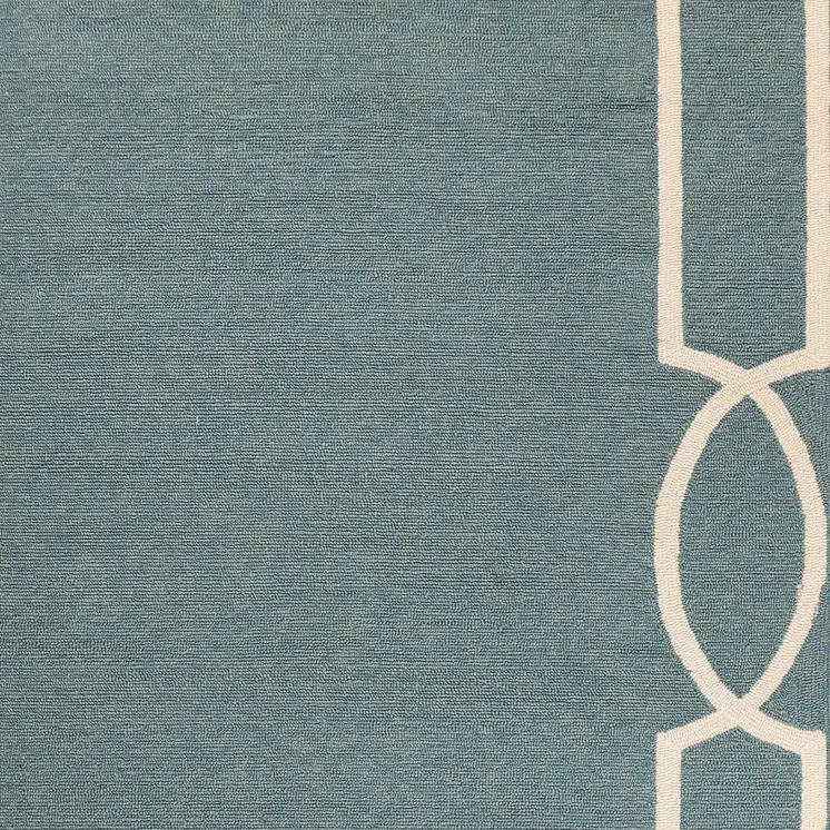 2' X 3' Blue And Ivory Geometric Hand Hooked Area Rug