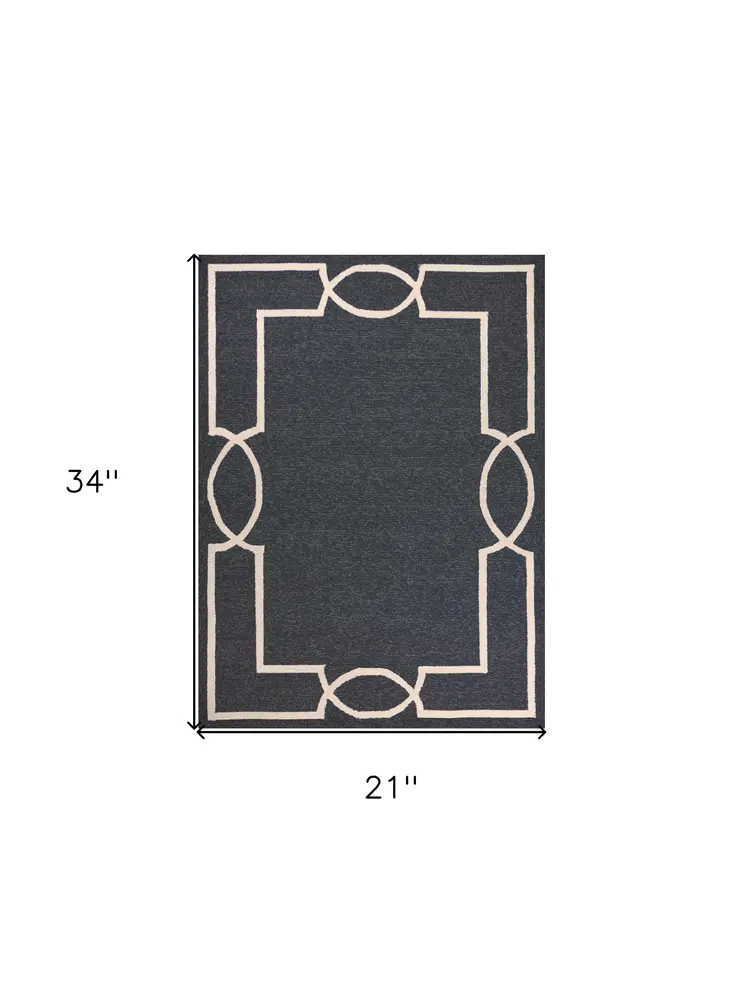 2' X 3' Gray And Ivory Handmade Indoor Outdoor Area Rug