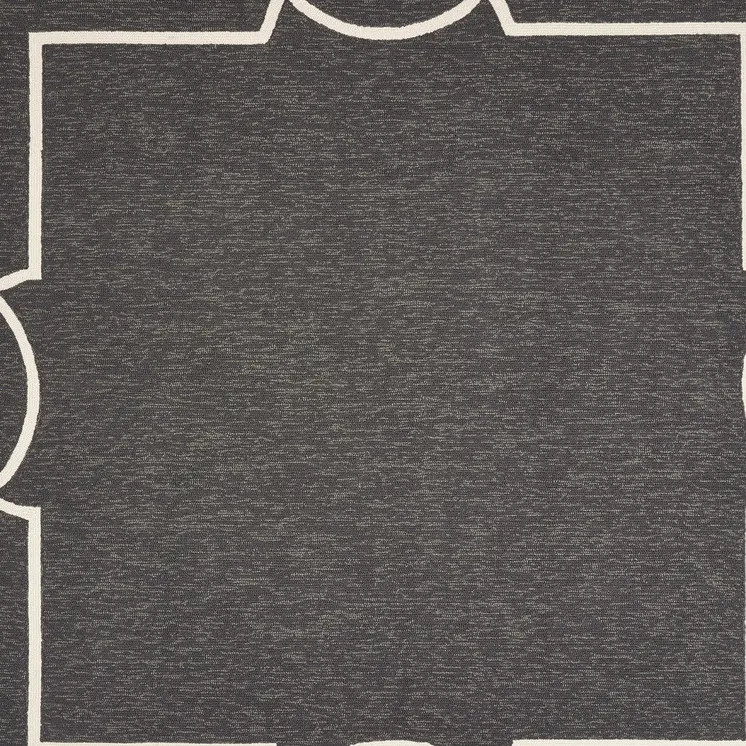 7' X 10' Onyx And White Geometric Handmade Indoor Outdoor Area Rug