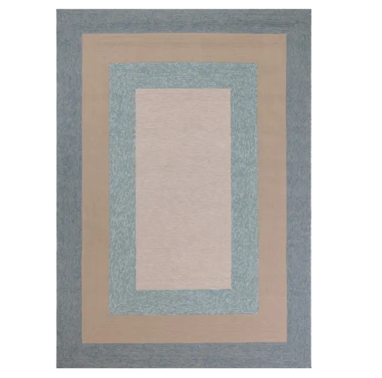 8' X 11' Blue And Beige Handmade Indoor Outdoor Area Rug