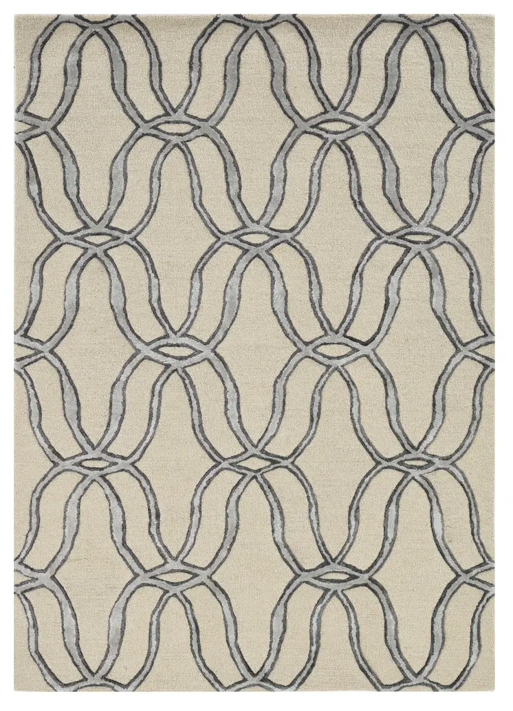 12' X 15' Beige And Silver Wool Vermicular Hand Tufted Area Rug