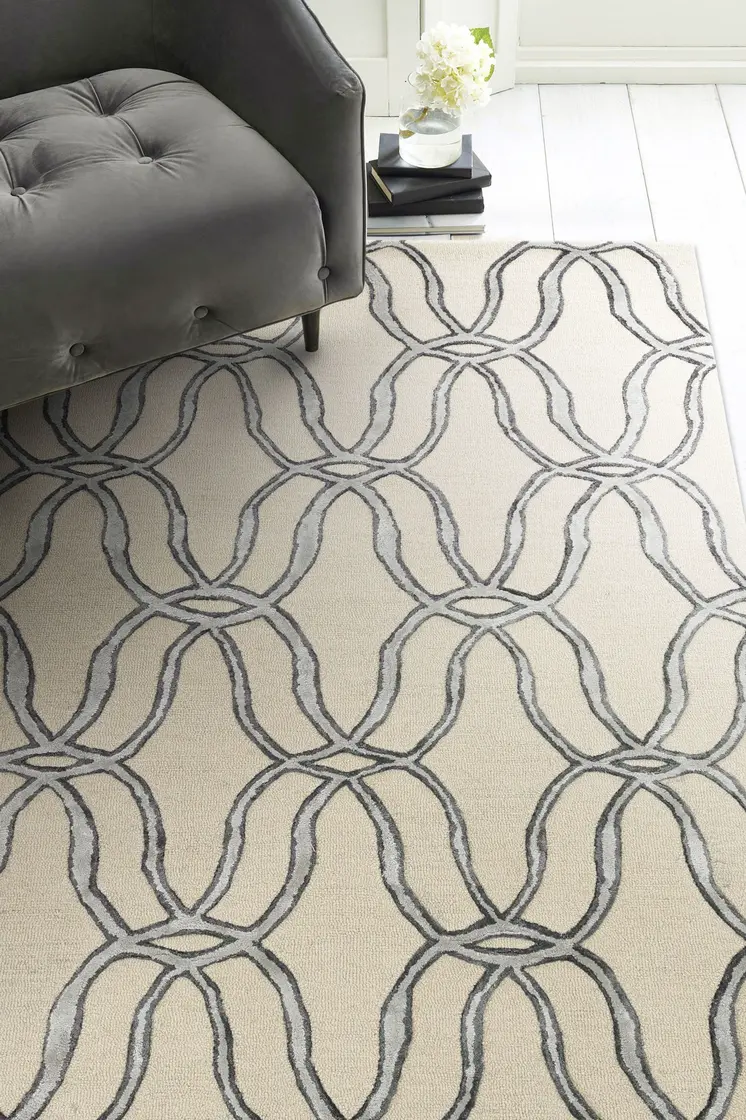 12' X 15' Beige And Silver Wool Vermicular Hand Tufted Area Rug