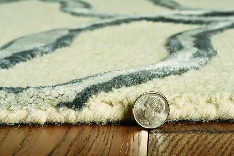 8' Silver And Ivory Trellis Hand Tufted Runner Rug