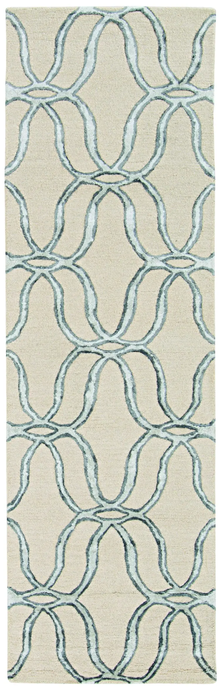 8' Silver And Ivory Trellis Hand Tufted Runner Rug