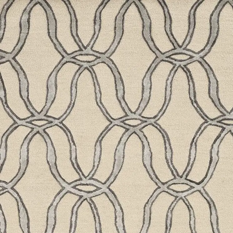 5' X 7' Beige and Silver Wool Vermicular Hand Tufted Area Rug