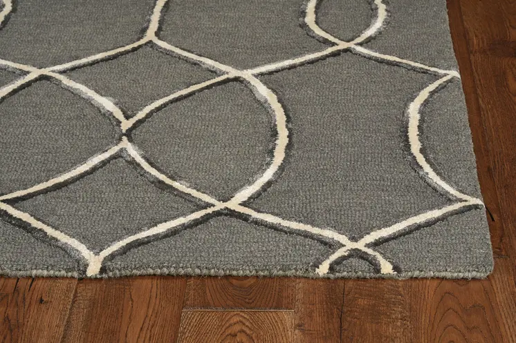 8' Gray Wool Geometric Hand Tufted Runner Rug