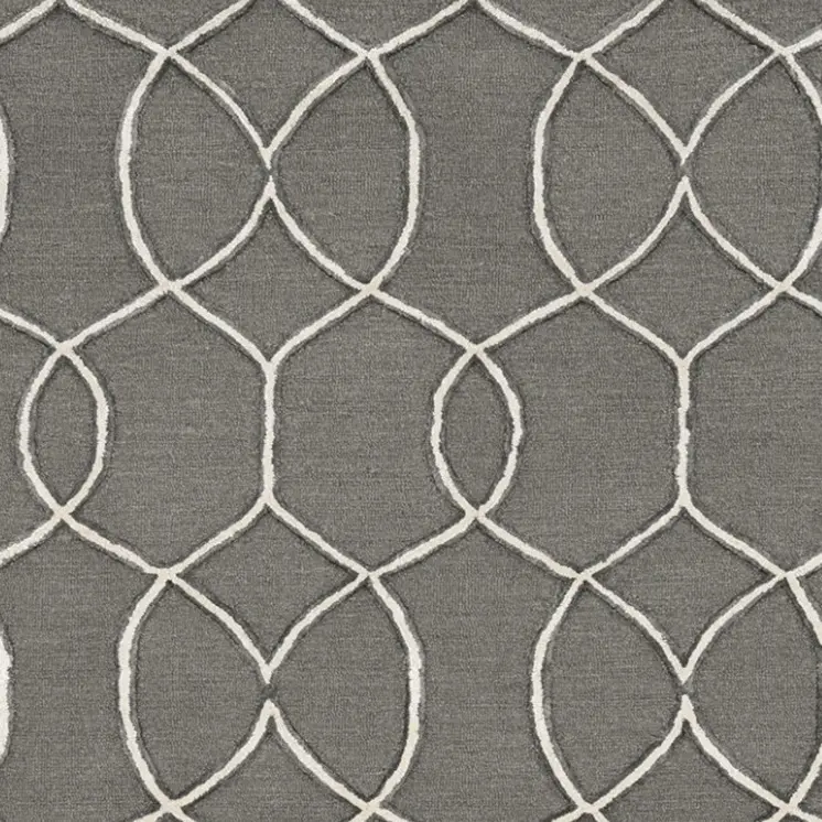 5' X 7' Charcoal Wool Trellis Hand Tufted Area Rug